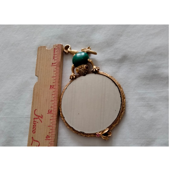 Frog Jeweled Pendant Hand Two-Sided Vintage Mirror main image 5